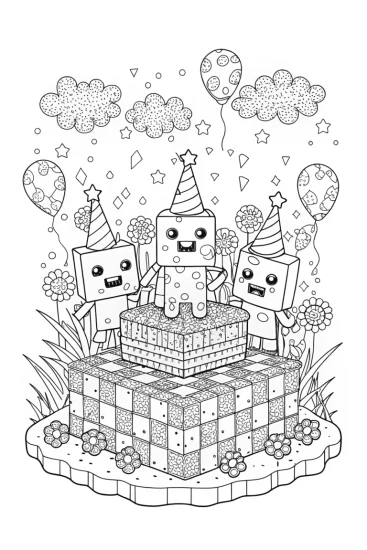 A coloring page of Creeper’s Garden Party Celebration Coloring Page