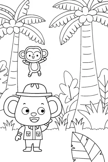 A coloring page of Shopkins jungle explorer coloring page