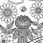 Huggy Wuggy in the bright flower garden