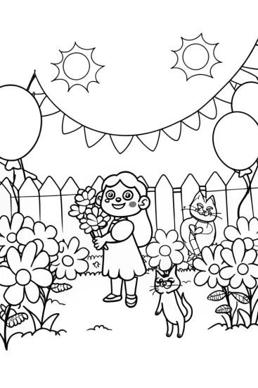 A coloring page of Gabby’s Magical Garden Party Adventure