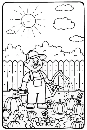 A coloring page of Luigi’s Garden Adventure: A Colorful Day in the Sun