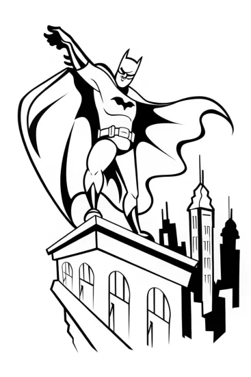 A coloring page of Batman: Guardian of the City Under Siege