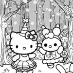 Hello Kitty’s Magical Forest Dance Party Coloring Page