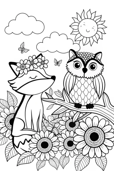 A coloring page of The Magical Summer Garden Coloring Page