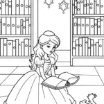 Princess of the Enchanted Library Coloring Page