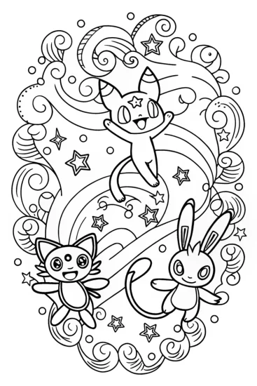 A coloring page of Mew and the Galaxy Guardians Coloring Page