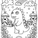 Godzilla in a cosmic exploration coloring page