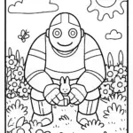 The Friendly Golem’s Garden Adventure Coloring Page