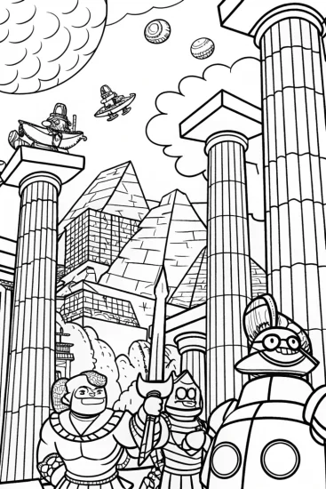 A coloring page of Goku’s Time-Traveling Adventure Coloring Page