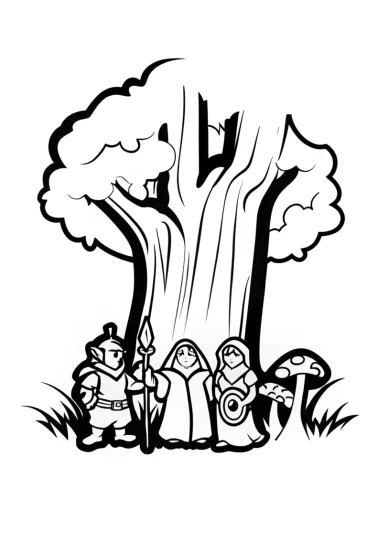 A coloring page of Guardians of the Mystic Grove Coloring Page