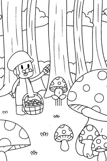 A coloring page of Luigi’s Mushroom Adventure Coloring Page