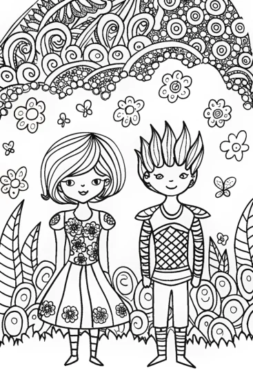 A coloring page of Guardians of the Dream Garden Coloring Page