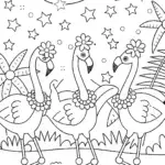 Flamingo Dancers Under the Stars Coloring Page