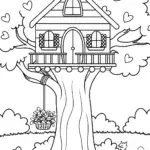 Springtime Treehouse Adventure Coloring Page