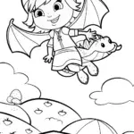 Strawberry Shortcake and her flying dragon