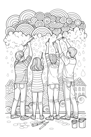 A coloring page of Rainbow High Street Art Coloring Page