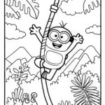 Minion’s Jungle Expedition Coloring Page
