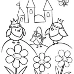 Chickens on Adventure in a Magical Castle Coloring Page