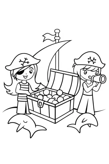 A coloring page of Bratz Dolls Treasure Hunt Coloring Page