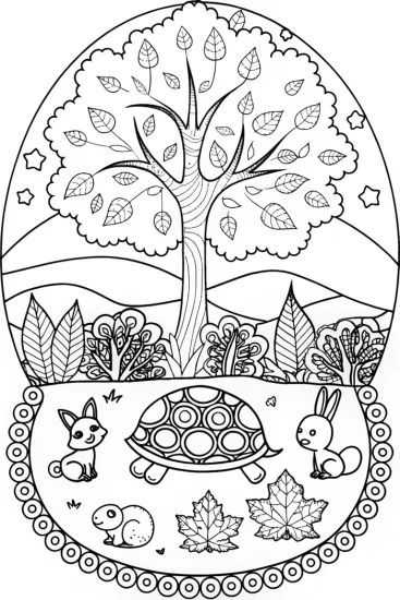 A coloring page of The Autumn Storyteller Coloring Page