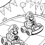 Mario and Luigi Racing Festival Coloring Page