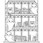 Halloween Library of Shadows Coloring Page