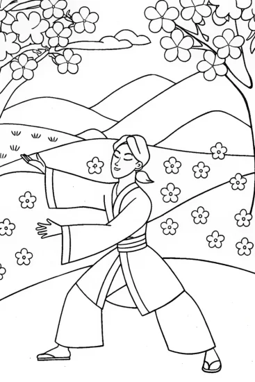 A coloring page of Demon Slayer Sparring Match Coloring Page