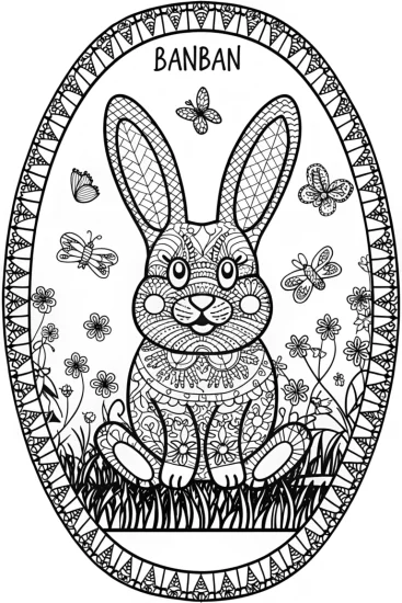 A coloring page of Banban’s Garden of Whimsy Coloring Page
