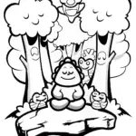 Godzilla’s Tranquil Forest Retreat Coloring Page