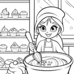 Cupcake Chic’s Magical Bakery Adventure Coloring Page