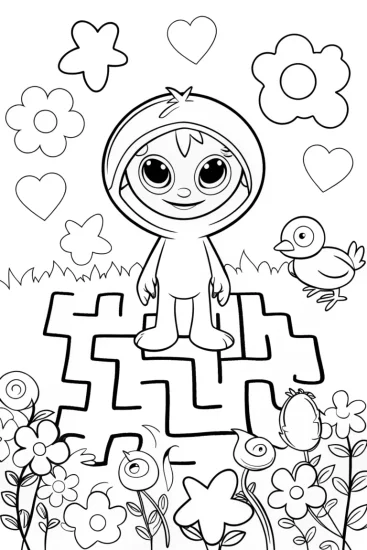 A coloring page of Huggy Wuggy in the Puzzle Playground