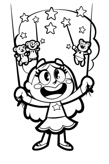 A coloring page of Gabby’s Magical Puppet Show Coloring Page
