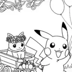 Pikachu Garden Parade Coloring Page