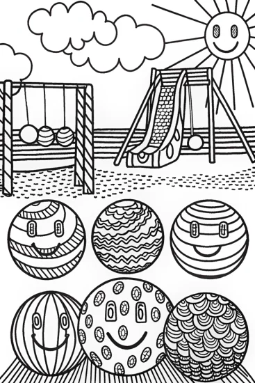 A coloring page of Bouncy Ball Parade Coloring Page