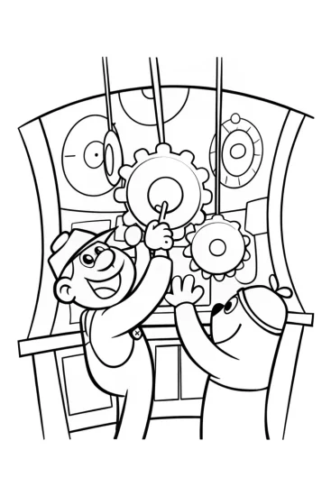 A coloring page of Luigi’s Wacky Invention Workshop Coloring Page