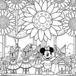 Mickey Mouse’s Colorful Garden Parade Coloring Page