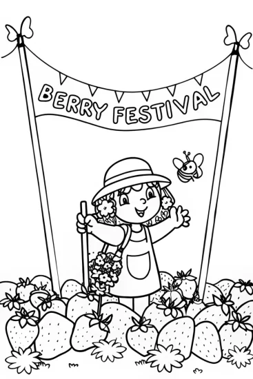 A coloring page of Strawberry Shortcake’s Berry Harvest Festival Coloring Page