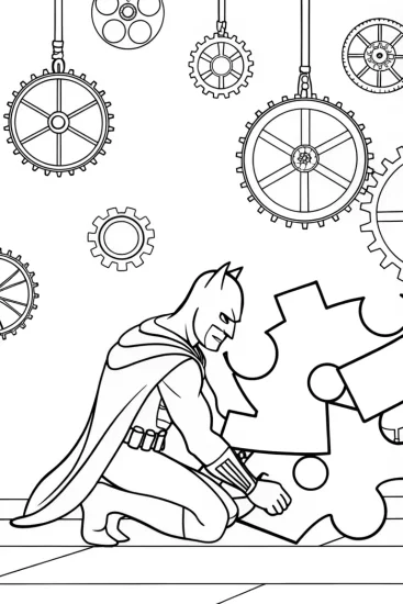 A coloring page of Batman and the Puzzle of Time Coloring Page