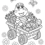 Toad and Yoshi Picnic Coloring Page