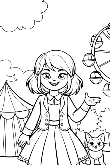 A coloring page of Gabby’s Whimsical Cat Carnival Coloring Page