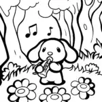 Cinnamoroll’s Magical Musical Adventure Coloring Page