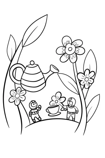 A coloring page of Avengers Assemble for Tea Time Coloring Page