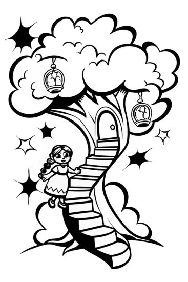 A coloring page of Mirabel’s Magical Treehouse Adventure Coloring Page