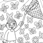 Whimsical Spring Butterfly Parade Coloring Page