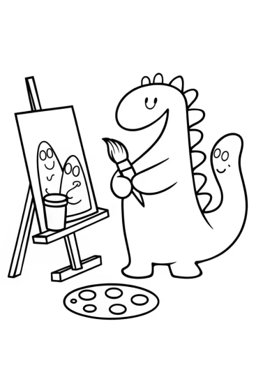 A coloring page of Godzilla’s Creative Studio Coloring Page