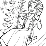 Elsa’s Enchanted Ice Swing Coloring Page