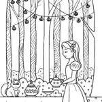Barbie’s Magical Tea Time in the Forest Coloring Page