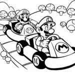 Mario and Luigi Mushroom Kingdom Adventure Race Coloring Page