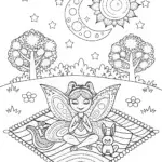 The Fairy’s Starry Night Picnic Coloring Page
