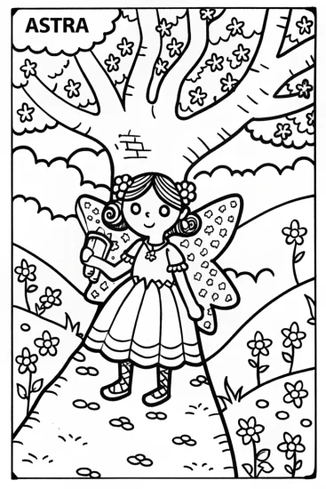 A coloring page of Astra the Fairy Coloring Page